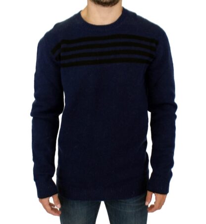 Costume National - Chic Blue Striped Crewneck Sweater Pullover