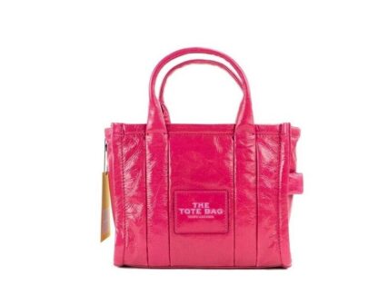 Marc Jacobs - The Shiny Crinkle Mini Tote Magenta Leather Crossbody Handbag Purse