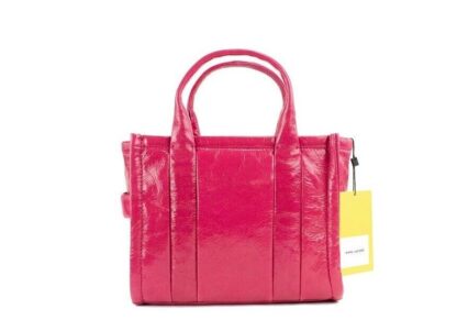 Marc Jacobs - The Shiny Crinkle Mini Tote Magenta Leather Crossbody Handbag Purse