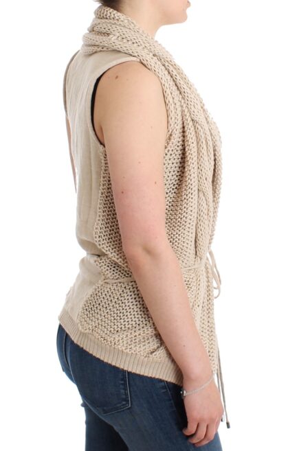 Costume National - Beige V-Neck Belted Knit Vest