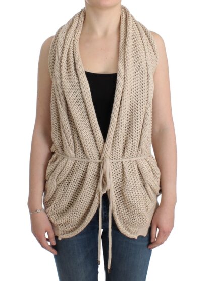 Costume National - Beige V-Neck Belted Knit Vest