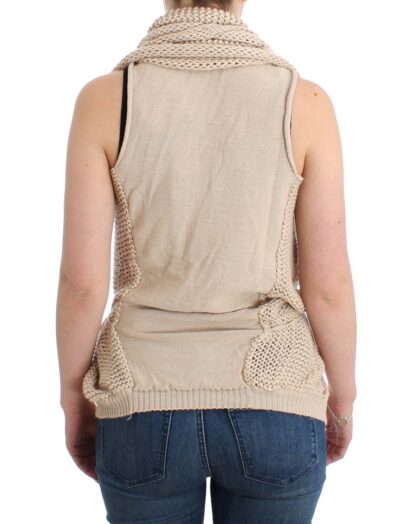 Costume National - Beige V-Neck Belted Knit Vest