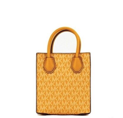 Michael Kors - Mercer XS Honeycomb Gold Signature PVC North South Shopper Crossbody Bag