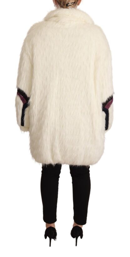 Custo Barcelona - Elegant White Fur Overcoat Jacket