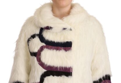 Custo Barcelona - Elegant White Fur Overcoat Jacket