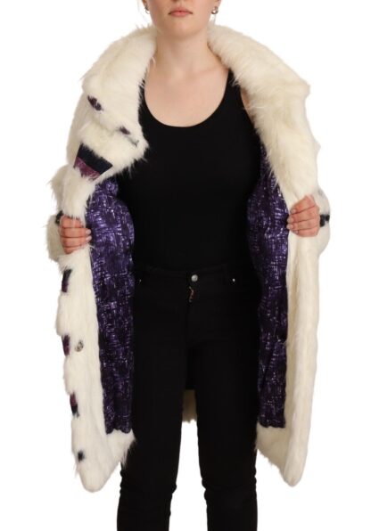 Custo Barcelona - Elegant White Fur Overcoat Jacket