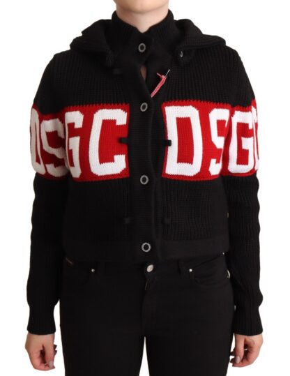 GCDS - Chic Black Cashmere Cardigan Jacket