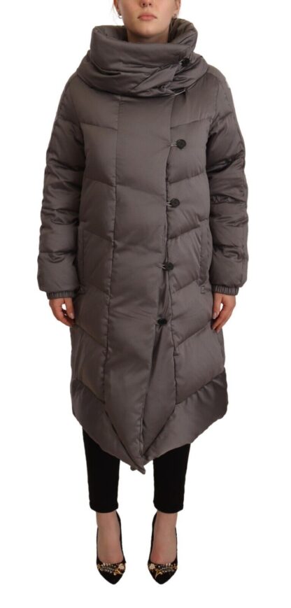 John Richmond - Elegant Gray Quilted Long Jacket