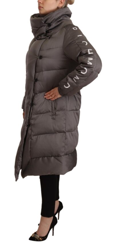 John Richmond - Elegant Gray Quilted Long Jacket