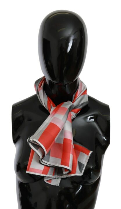 Costume National - Elegant Silk Checkered Scarf in Gray and Red