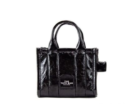 Marc Jacobs - The Shiny Crinkle Micro Tote Black Leather Crossbody Bag Handbag