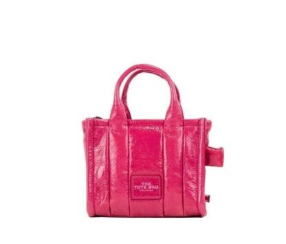 Marc Jacobs - The Shiny Crinkle Micro Tote Magenta Leather Crossbody Bag Handbag