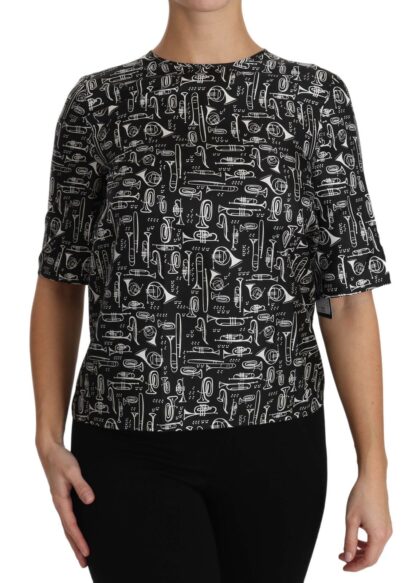 Dolce & Gabbana - Exquisite Trumpet Print Silk Blouse