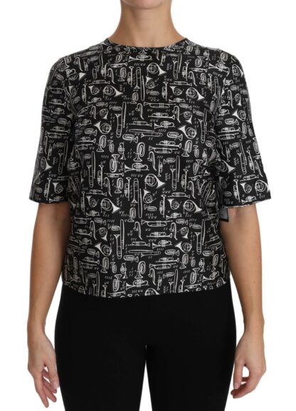 Dolce & Gabbana - Exquisite Trumpet Print Silk Blouse