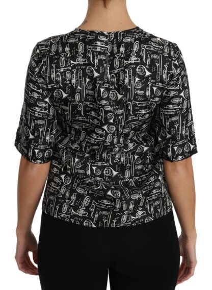 Dolce & Gabbana - Exquisite Trumpet Print Silk Blouse