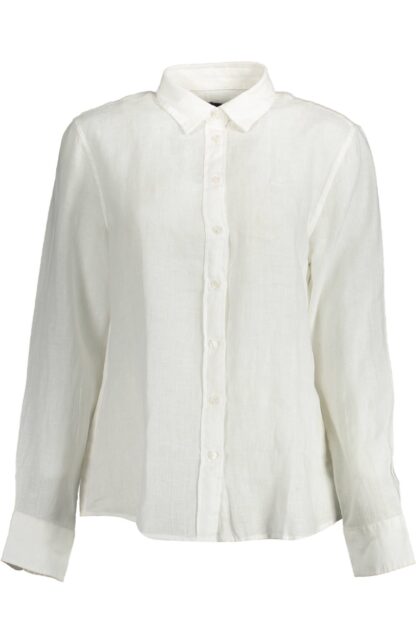 Gant - Elegant White Linen Long-Sleeve Shirt