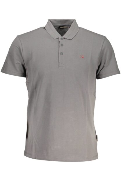 Napapijri - Gray Cotton Men Polo Shirt