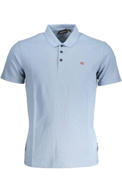 Napapijri - Light Blue Cotton Men Polo Shirt