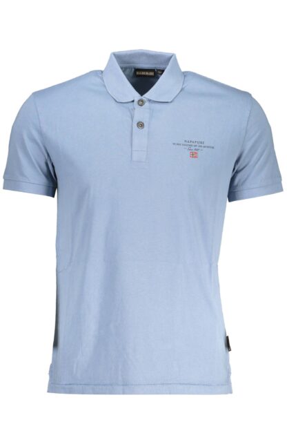 Napapijri - Light Blue Cotton Men Polo Shirt