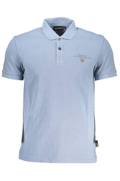 Napapijri - Light Blue Cotton Men Polo Shirt