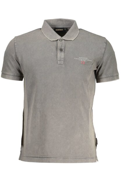 Napapijri - Gray Cotton Men Polo Shirt