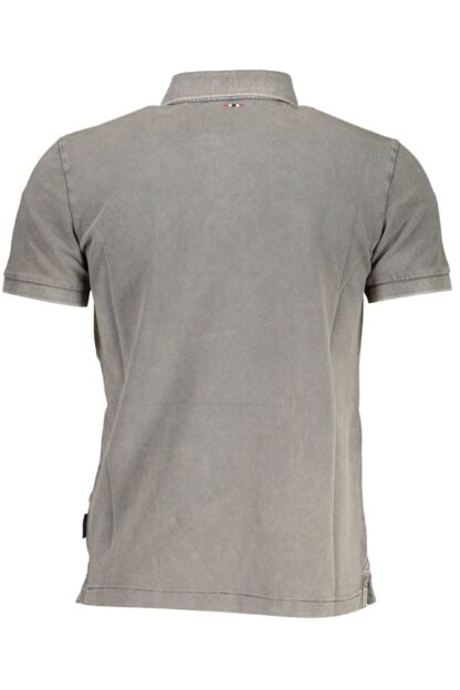 Napapijri - Gray Cotton Men Polo Shirt