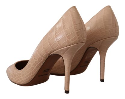 Dolce & Gabbana - Elegant Nude Leather Kitten Heels Pumps