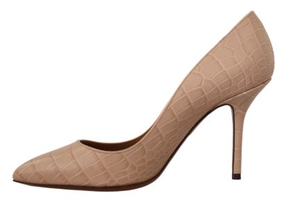 Dolce & Gabbana - Elegant Nude Leather Kitten Heels Pumps