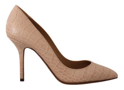 Dolce & Gabbana - Elegant Nude Leather Kitten Heels Pumps