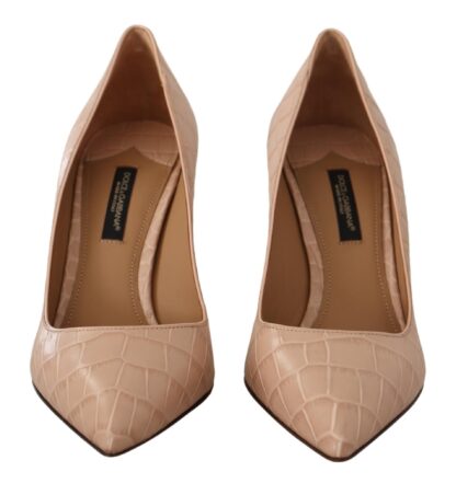 Dolce & Gabbana - Elegant Nude Leather Kitten Heels Pumps