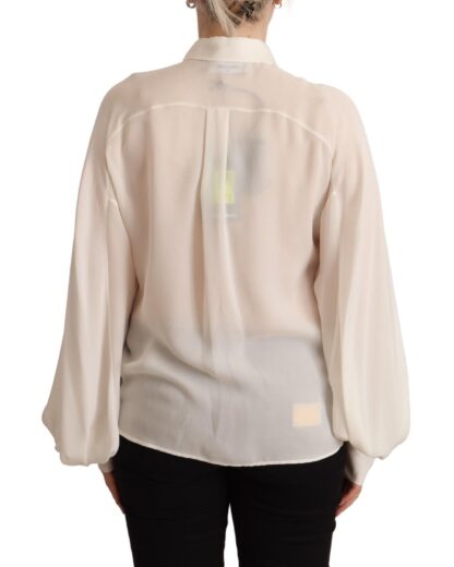 Dsquared² - Elegant Off White Silk Long Sleeve Blouse