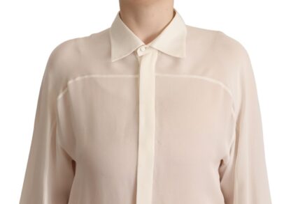 Dsquared² - Elegant Off White Silk Long Sleeve Blouse