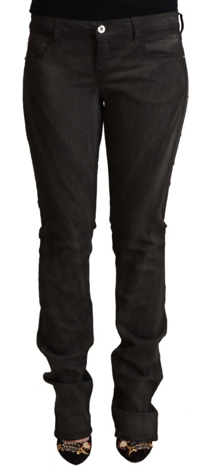 Costume National - Elegant Mid Waist Skinny Black Trousers