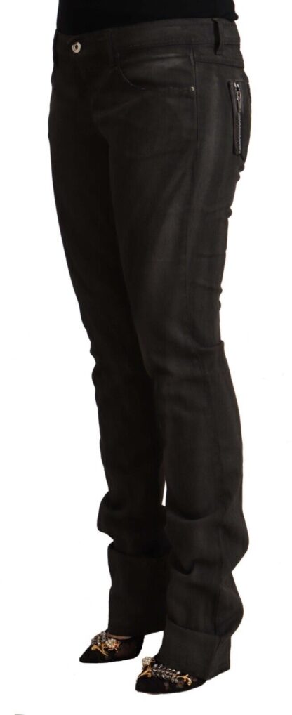 Costume National - Elegant Mid Waist Skinny Black Trousers