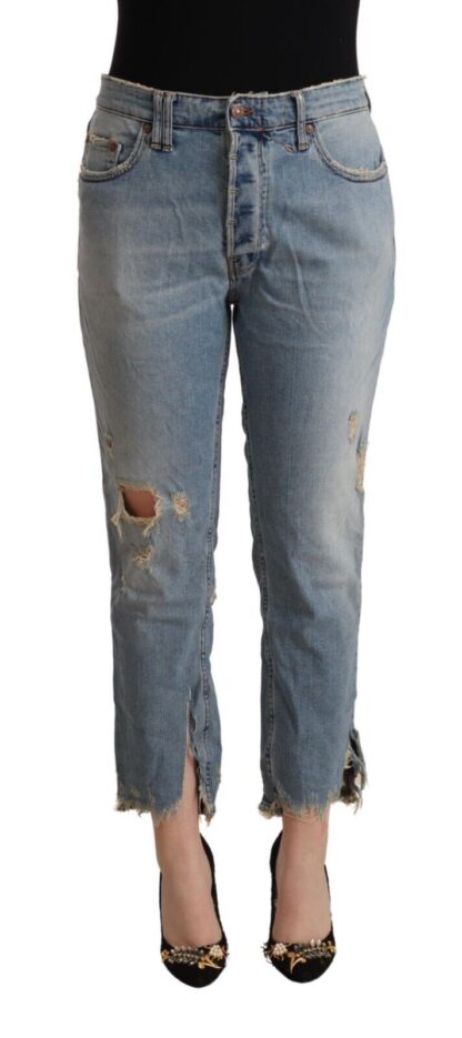 CYCLE - Chic Distressed Mid Waist Cropped Denim