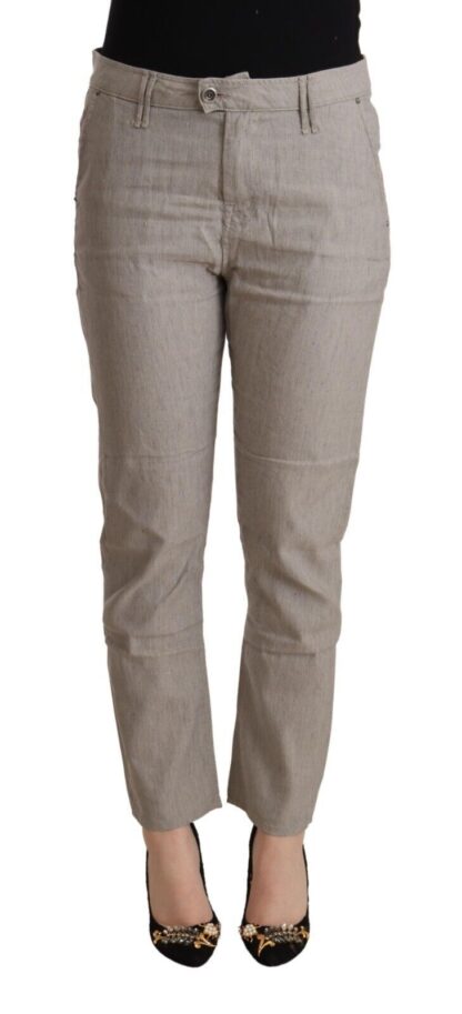 CYCLE - Elegant Light Grey Tapered Linen Pants