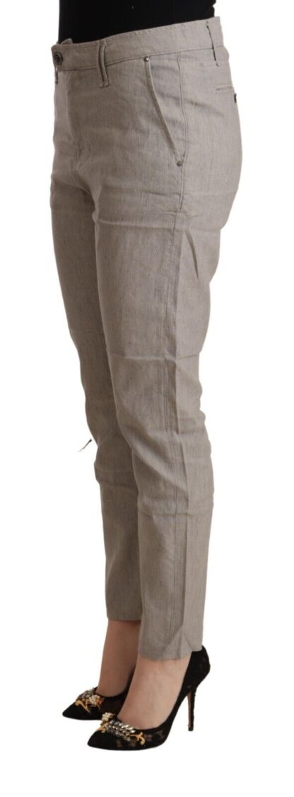 CYCLE - Elegant Light Grey Tapered Linen Pants