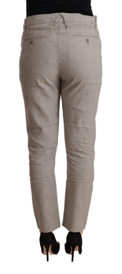 CYCLE - Elegant Light Grey Tapered Linen Pants