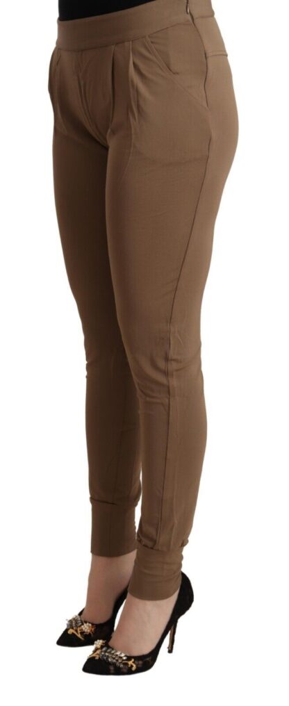 Scervino Street - Chic Brown Mid Waist Tapered Pants