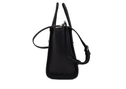 Kate Spade - Ella Small Black Pebbled Leather White Logo Crossbody Tote Handbag