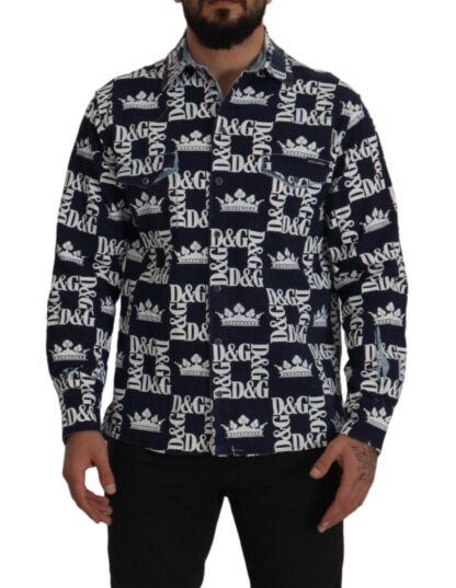 Dolce & Gabbana - Elegant Slim Fit Blue Crown Shirt