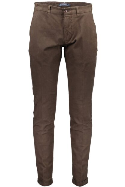 Harmont & Blaine - Chic Brown Cotton Trousers with Logo Detail