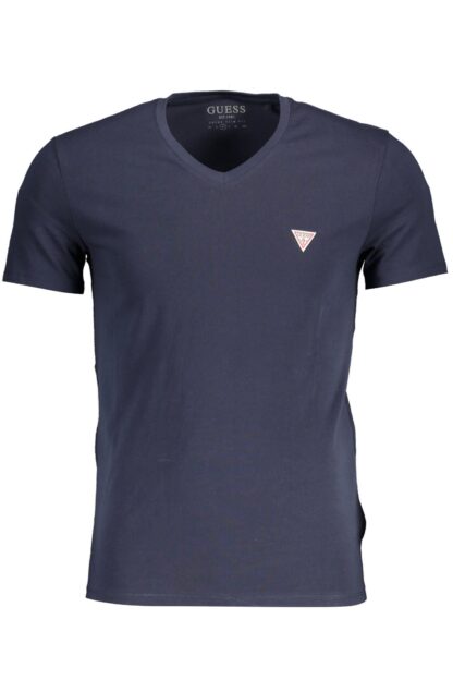 Guess Jeans - V-Neck Logo Tee in Striking Blue