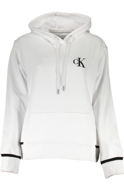 Calvin Klein - Chic White Hooded Sweatshirt with Embroidery