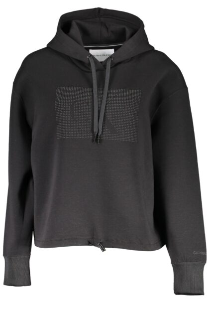 Calvin Klein - Sleek Black Cotton Hoodie with Logo Print