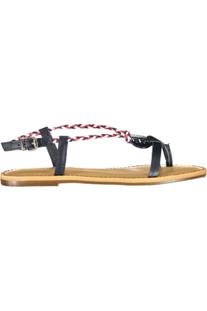 Tommy Hilfiger - Chic Blue Leather Thong Sandals with Ankle Buckle