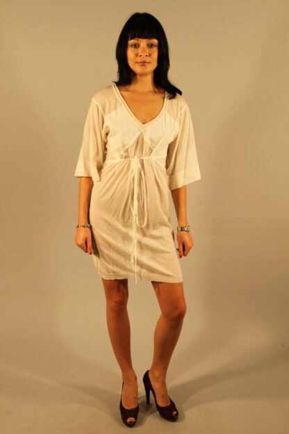 Patrizia Pepe - Chic White V-Neck Dress with Elegant Inserts