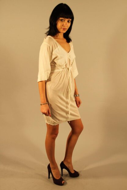 Patrizia Pepe - Chic White V-Neck Dress with Elegant Inserts