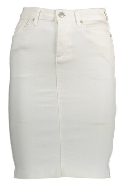 Gant - Chic White Denim Midi Skirt with Logo Detail