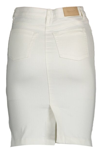 Gant - Chic White Denim Midi Skirt with Logo Detail